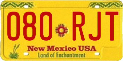 NM license plate 080RJT