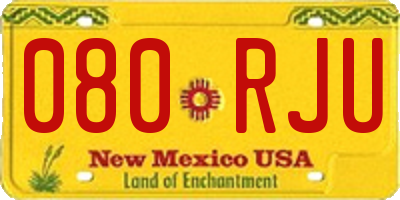NM license plate 080RJU