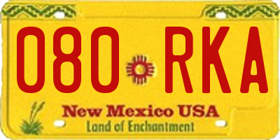 NM license plate 080RKA