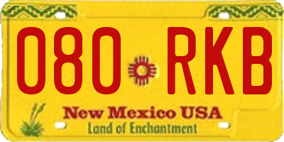 NM license plate 080RKB