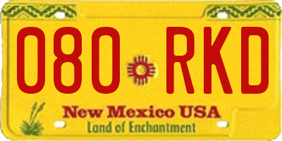 NM license plate 080RKD