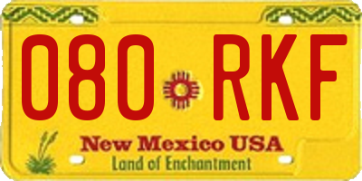 NM license plate 080RKF