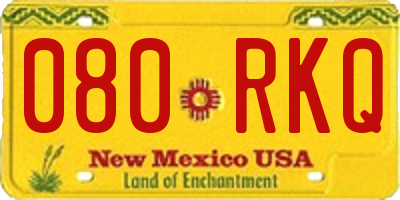NM license plate 080RKQ