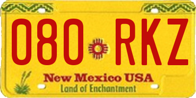 NM license plate 080RKZ