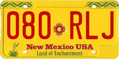 NM license plate 080RLJ