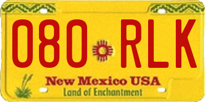 NM license plate 080RLK