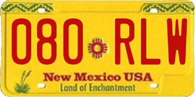 NM license plate 080RLW