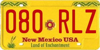 NM license plate 080RLZ