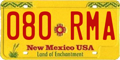 NM license plate 080RMA