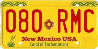 NM license plate 080RMC