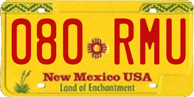 NM license plate 080RMU