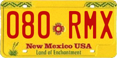 NM license plate 080RMX