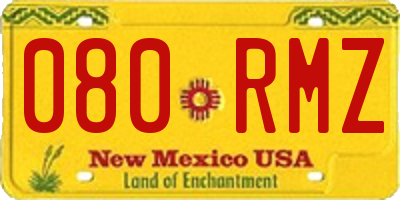 NM license plate 080RMZ