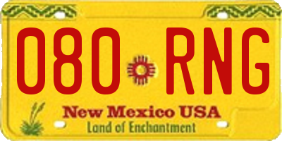 NM license plate 080RNG
