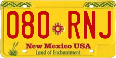 NM license plate 080RNJ