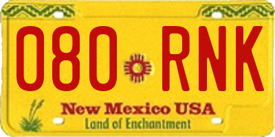 NM license plate 080RNK