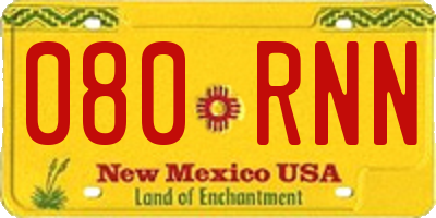 NM license plate 080RNN