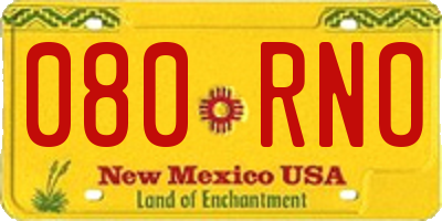 NM license plate 080RNO