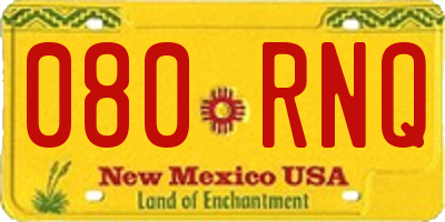 NM license plate 080RNQ