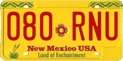 NM license plate 080RNU