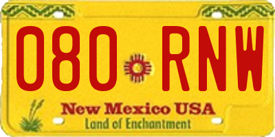 NM license plate 080RNW