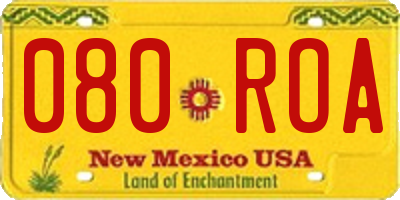 NM license plate 080ROA