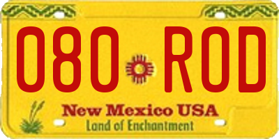NM license plate 080ROD