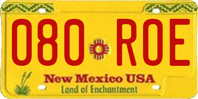 NM license plate 080ROE