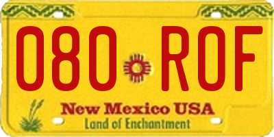NM license plate 080ROF