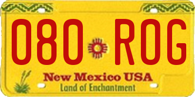 NM license plate 080ROG