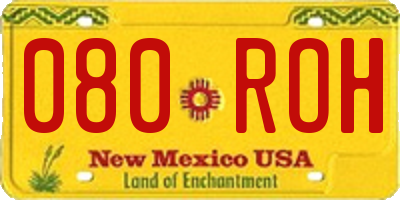 NM license plate 080ROH