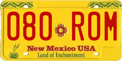 NM license plate 080ROM