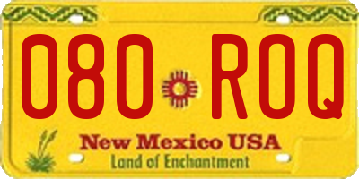 NM license plate 080ROQ