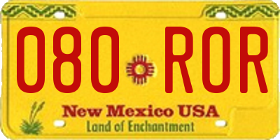NM license plate 080ROR