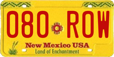 NM license plate 080ROW
