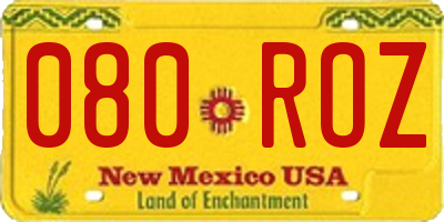 NM license plate 080ROZ