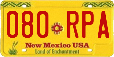 NM license plate 080RPA
