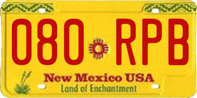 NM license plate 080RPB