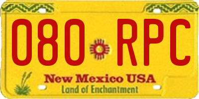 NM license plate 080RPC