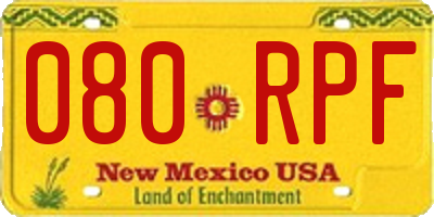 NM license plate 080RPF
