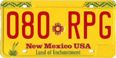 NM license plate 080RPG