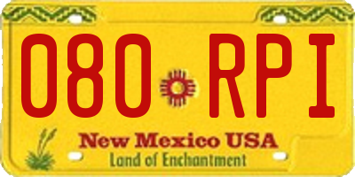 NM license plate 080RPI