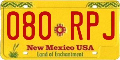 NM license plate 080RPJ