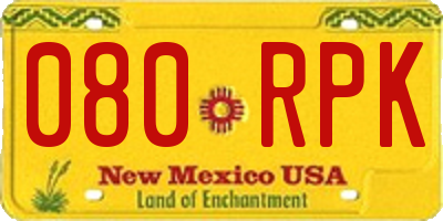 NM license plate 080RPK