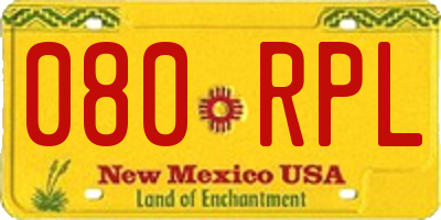 NM license plate 080RPL