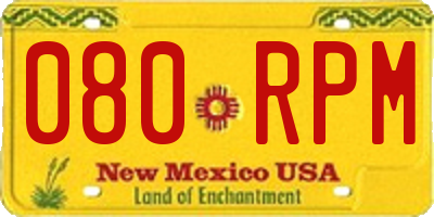 NM license plate 080RPM