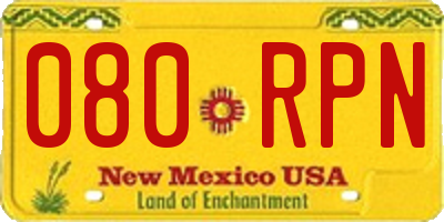 NM license plate 080RPN