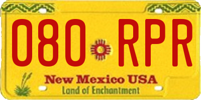 NM license plate 080RPR