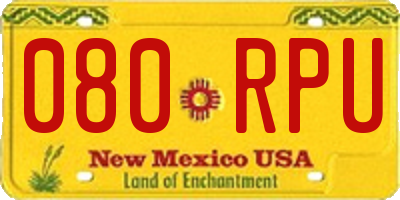 NM license plate 080RPU