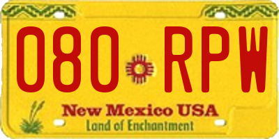 NM license plate 080RPW